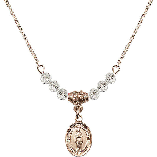 14kt Gold Filled Virgin of the Globe Birthstone Necklace with Crystal Beads - 9345