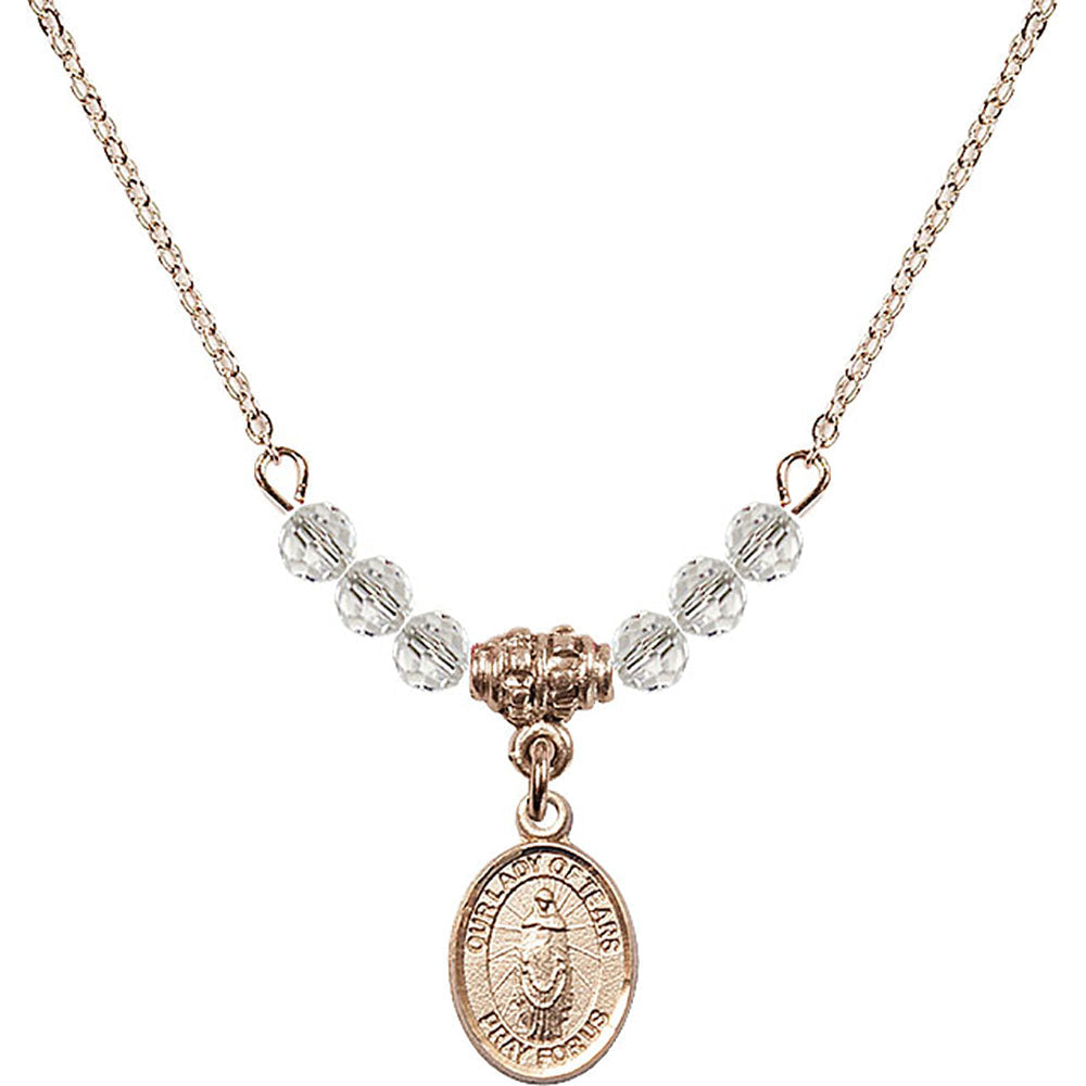 14kt Gold Filled Our Lady of Tears Birthstone Necklace with Crystal Beads - 9346