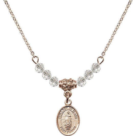 14kt Gold Filled Our Lady of Tears Birthstone Necklace with Crystal Beads - 9346