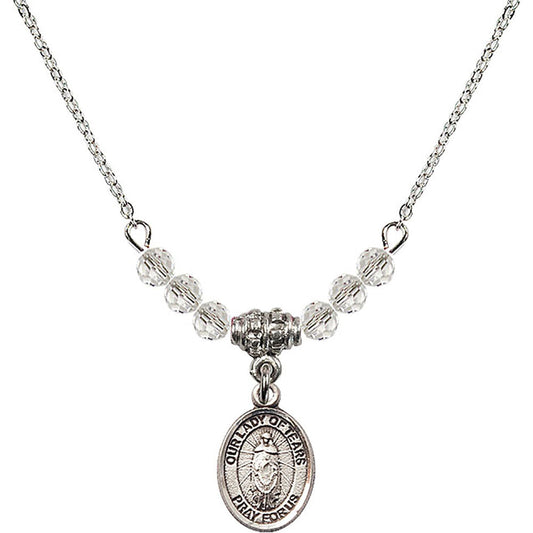 Sterling Silver Our Lady of Tears Birthstone Necklace with Crystal Beads - 9346