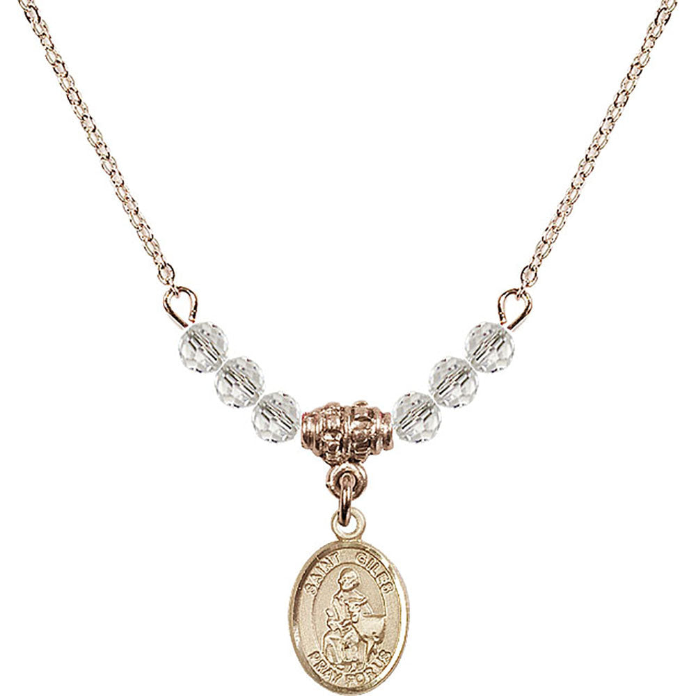 14kt Gold Filled Saint Giles Birthstone Necklace with Crystal Beads - 9349