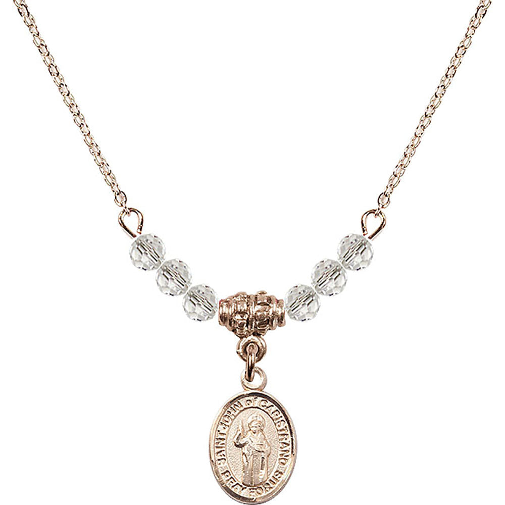 14kt Gold Filled Saint John of Capistrano Birthstone Necklace with Crystal Beads - 9350