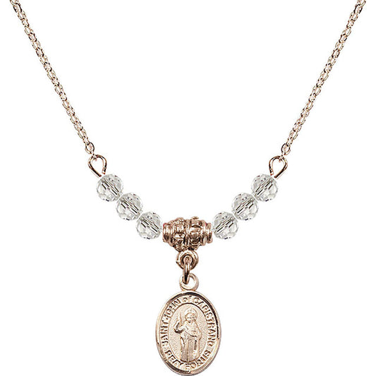 14kt Gold Filled Saint John of Capistrano Birthstone Necklace with Crystal Beads - 9350