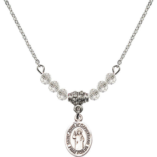 Sterling Silver Saint John of Capistrano Birthstone Necklace with Crystal Beads - 9350
