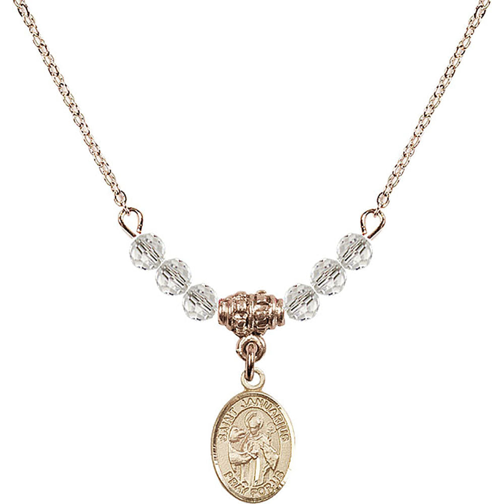 14kt Gold Filled Saint Januarius Birthstone Necklace with Crystal Beads - 9351