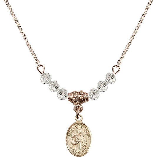 14kt Gold Filled Saint Januarius Birthstone Necklace with Crystal Beads - 9351