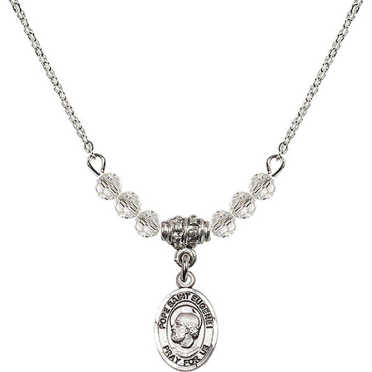 Sterling Silver Pope Saint Eugene I Birthstone Necklace with Crystal Beads - 9352