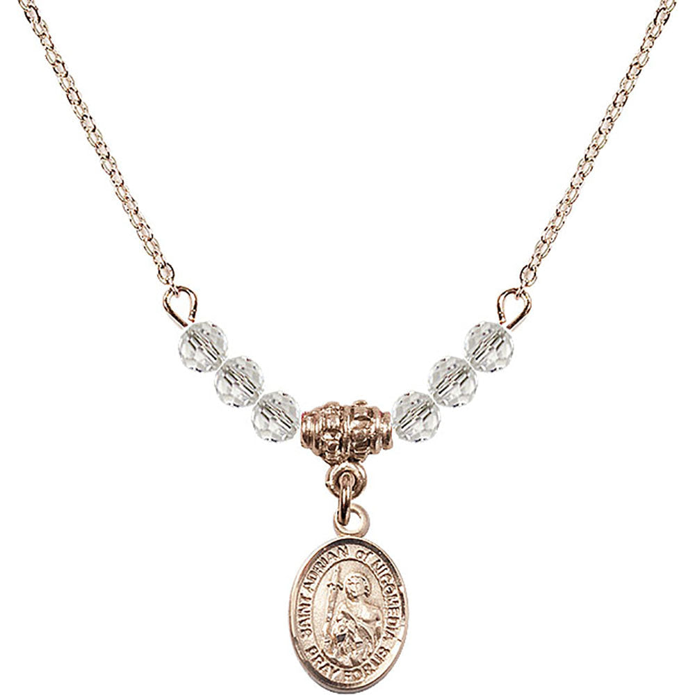 14kt Gold Filled Saint Adrian of Nicomedia Birthstone Necklace with Crystal Beads - 9353