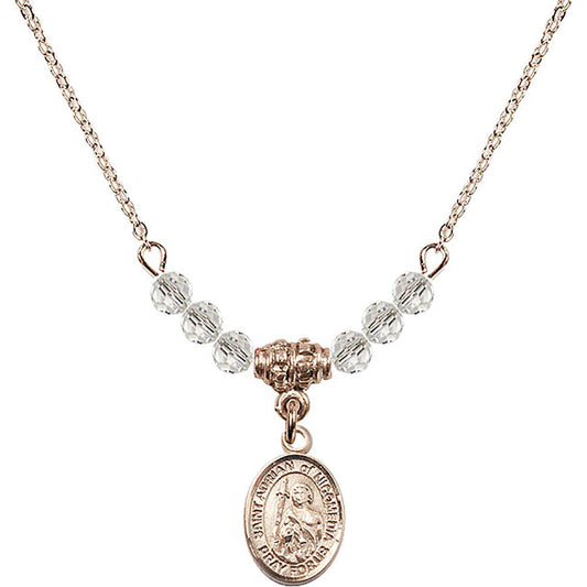 14kt Gold Filled Saint Adrian of Nicomedia Birthstone Necklace with Crystal Beads - 9353
