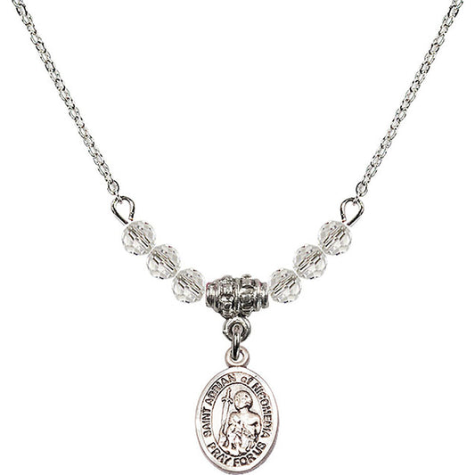 Sterling Silver Saint Adrian of Nicomedia Birthstone Necklace with Crystal Beads - 9353