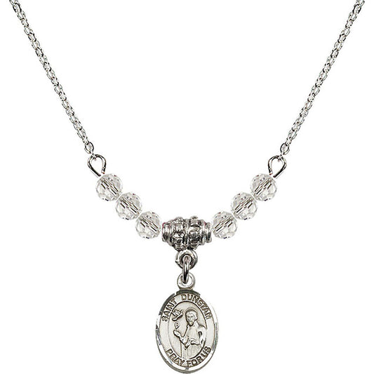 Sterling Silver Saint Dunstan Birthstone Necklace with Crystal Beads - 9355