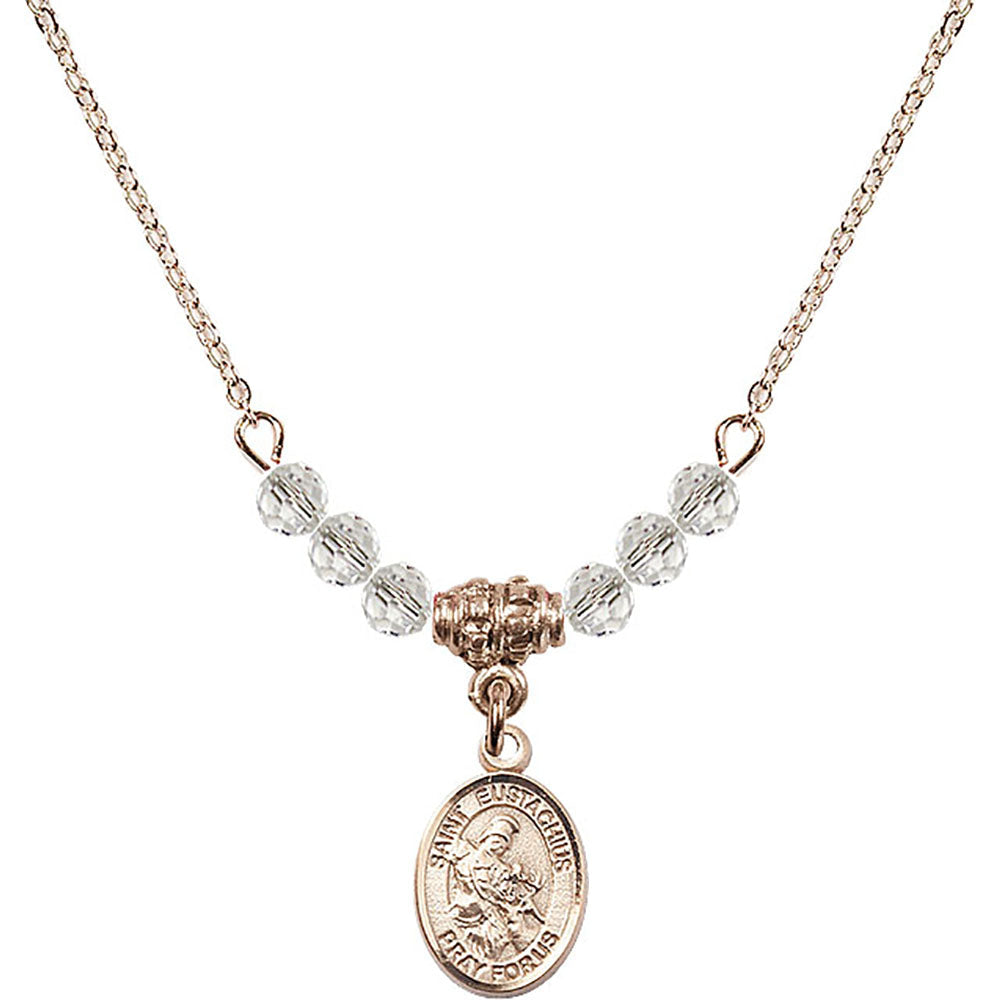 14kt Gold Filled Saint Eustachius Birthstone Necklace with Crystal Beads - 9356