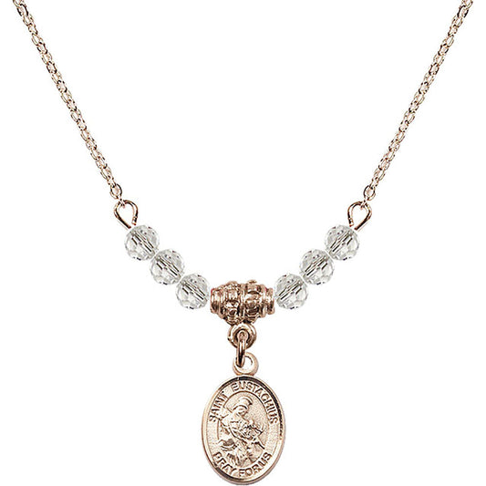 14kt Gold Filled Saint Eustachius Birthstone Necklace with Crystal Beads - 9356