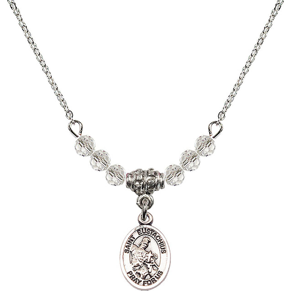 Sterling Silver Saint Eustachius Birthstone Necklace with Crystal Beads - 9356