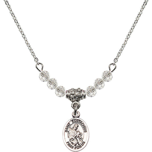 Sterling Silver Saint Eustachius Birthstone Necklace with Crystal Beads - 9356