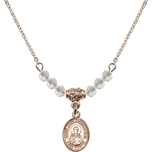 14kt Gold Filled Saint John Chrysostom Birthstone Necklace with Crystal Beads - 9357