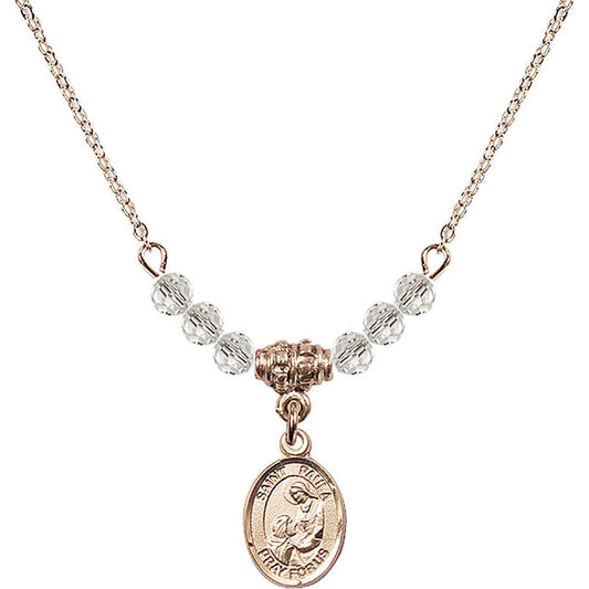 14kt Gold Filled Saint Paula Birthstone Necklace with Crystal Beads - 9359