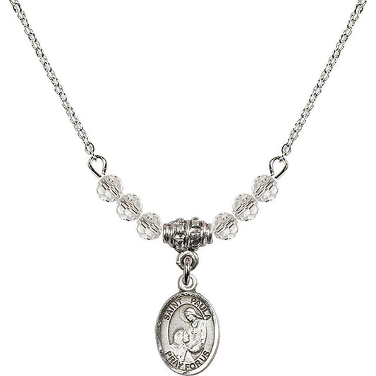 Sterling Silver Saint Paula Birthstone Necklace with Crystal Beads - 9359