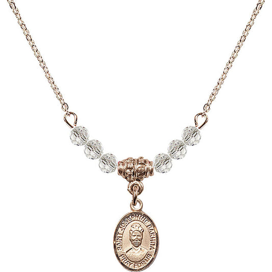 14kt Gold Filled Saint Josephine Bakhita Birthstone Necklace with Crystal Beads - 9360