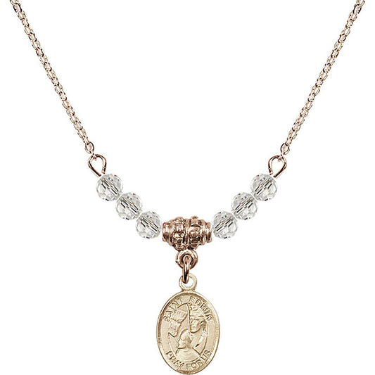 14kt Gold Filled Saint Edwin Birthstone Necklace with Crystal Beads - 9361