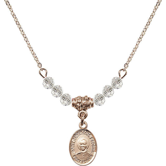 14kt Gold Filled Saint Josemaria Escriva Birthstone Necklace with Crystal Beads - 9362