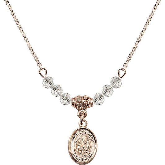 14kt Gold Filled Saint Polycarp of Smyrna Birthstone Necklace with Crystal Beads - 9363