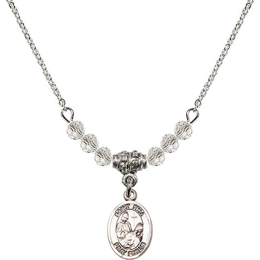 Sterling Silver Saint Fina Birthstone Necklace with Crystal Beads - 9364