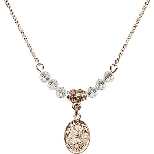 14kt Gold Filled Saint Frances of Rome Birthstone Necklace with Crystal Beads - 9365