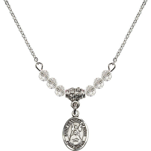 Sterling Silver Saint Frances of Rome Birthstone Necklace with Crystal Beads - 9365