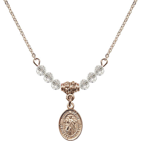 14kt Gold Filled Divine Mercy Birthstone Necklace with Crystal Beads - 9366