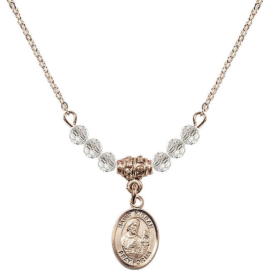 14kt Gold Filled Saint Kieran Birthstone Necklace with Crystal Beads - 9367