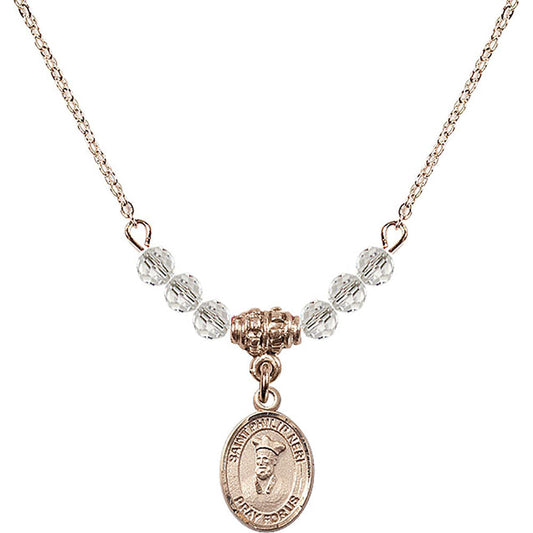 14kt Gold Filled Saint Philip Neri Birthstone Necklace with Crystal Beads - 9369