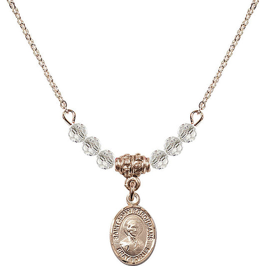 14kt Gold Filled Saint John Berchmans Birthstone Necklace with Crystal Beads - 9370