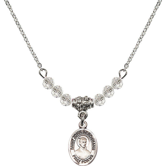 Sterling Silver Saint John Berchmans Birthstone Necklace with Crystal Beads - 9370