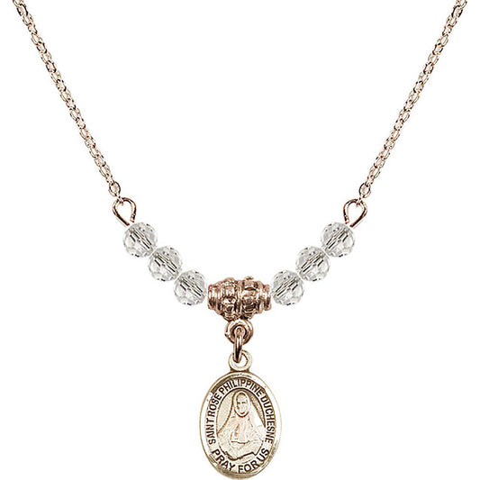14kt Gold Filled Saint Rose Philippine Duchesne Birthstone Necklace with Crystal Beads - 9371