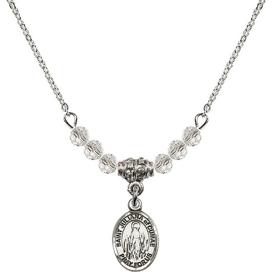 Sterling Silver Saint Juliana of Cumae Birthstone Necklace with Crystal Beads - 9372