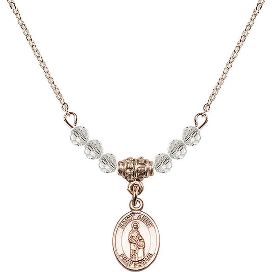 14kt Gold Filled Saint Anne Birthstone Necklace with Crystal Beads - 9374