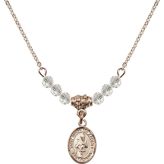 14kt Gold Filled Saint Simon the Apostle Birthstone Necklace with Crystal Beads - 9375