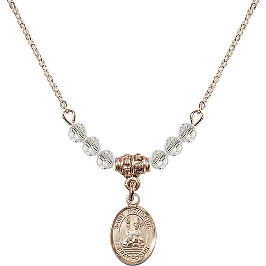 14kt Gold Filled Saint Honorius of Amiens Birthstone Necklace with Crystal Beads - 9376