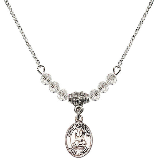 Sterling Silver Saint Honorius of Amiens Birthstone Necklace with Crystal Beads - 9376