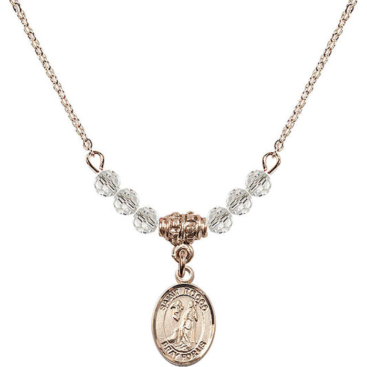 14kt Gold Filled Saint Rocco Birthstone Necklace with Crystal Beads - 9377