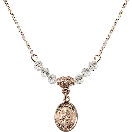 14kt Gold Filled Saint Marina Birthstone Necklace with Crystal Beads - 9379