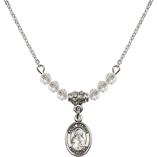 Sterling Silver Saint Marina Birthstone Necklace with Crystal Beads - 9379