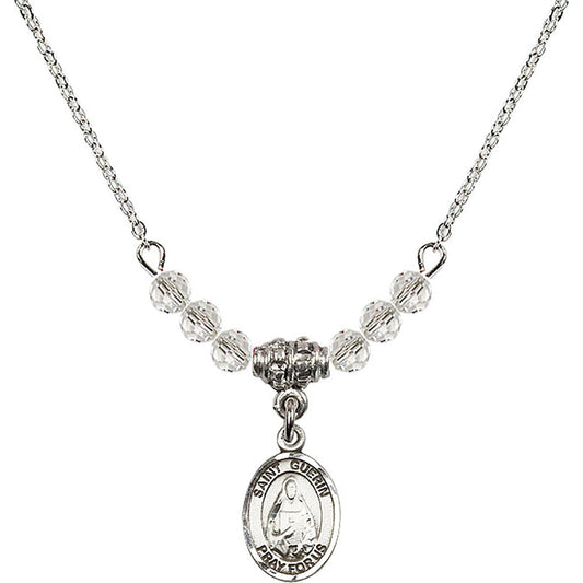 Sterling Silver Saint Theodora Birthstone Necklace with Crystal Beads - 9382