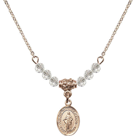 14kt Gold Filled Our Lady the Undoer of Knots Birthstone Necklace with Crystal Beads - 9383