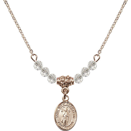 14kt Gold Filled Saint Ivo of Kelmartin Birthstone Necklace with Crystal Beads - 9384