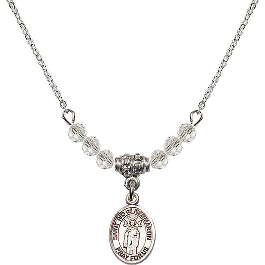 Sterling Silver Saint Ivo of Kelmartin Birthstone Necklace with Crystal Beads - 9384