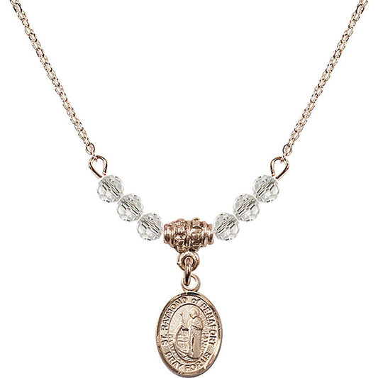 14kt Gold Filled Saint Raymond of Penafort Birthstone Necklace with Crystal Beads - 9385