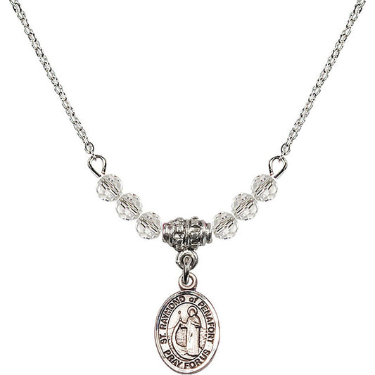 Sterling Silver Saint Raymond of Penafort Birthstone Necklace with Crystal Beads - 9385