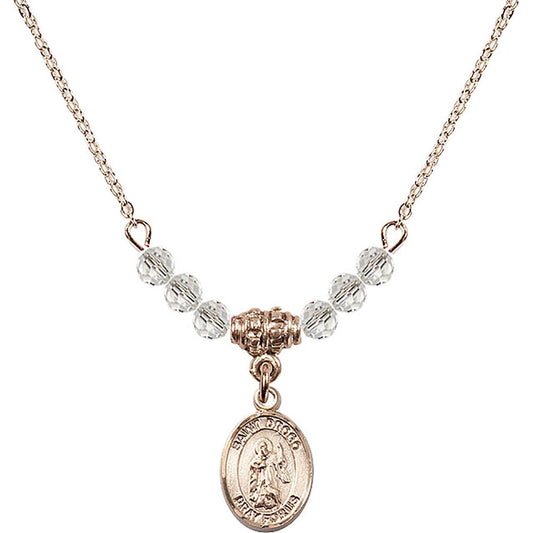 14kt Gold Filled Saint Drogo Birthstone Necklace with Crystal Beads - 9386